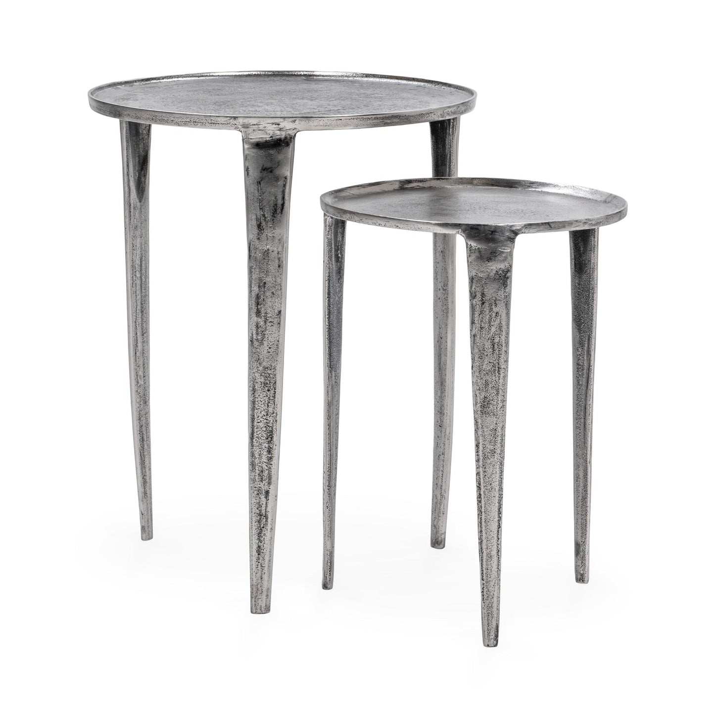 Antique Nickel Cast Aluminum Accent & End Table Elinor Nesting Accent Tables , Set of 2 Collection