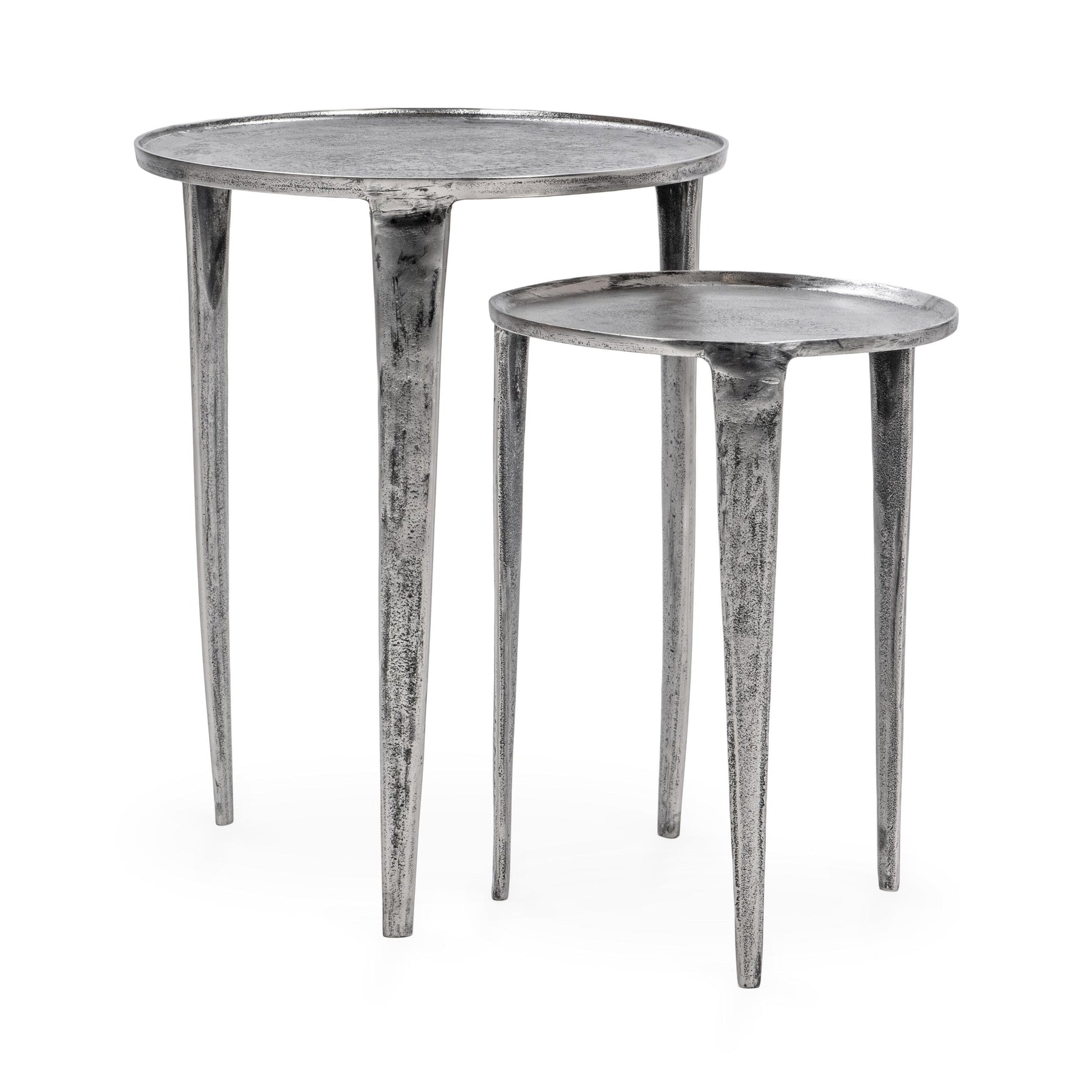 Antique Nickel Cast Aluminum Accent & End Table Elinor Nesting Accent Tables , Set of 2 Collection