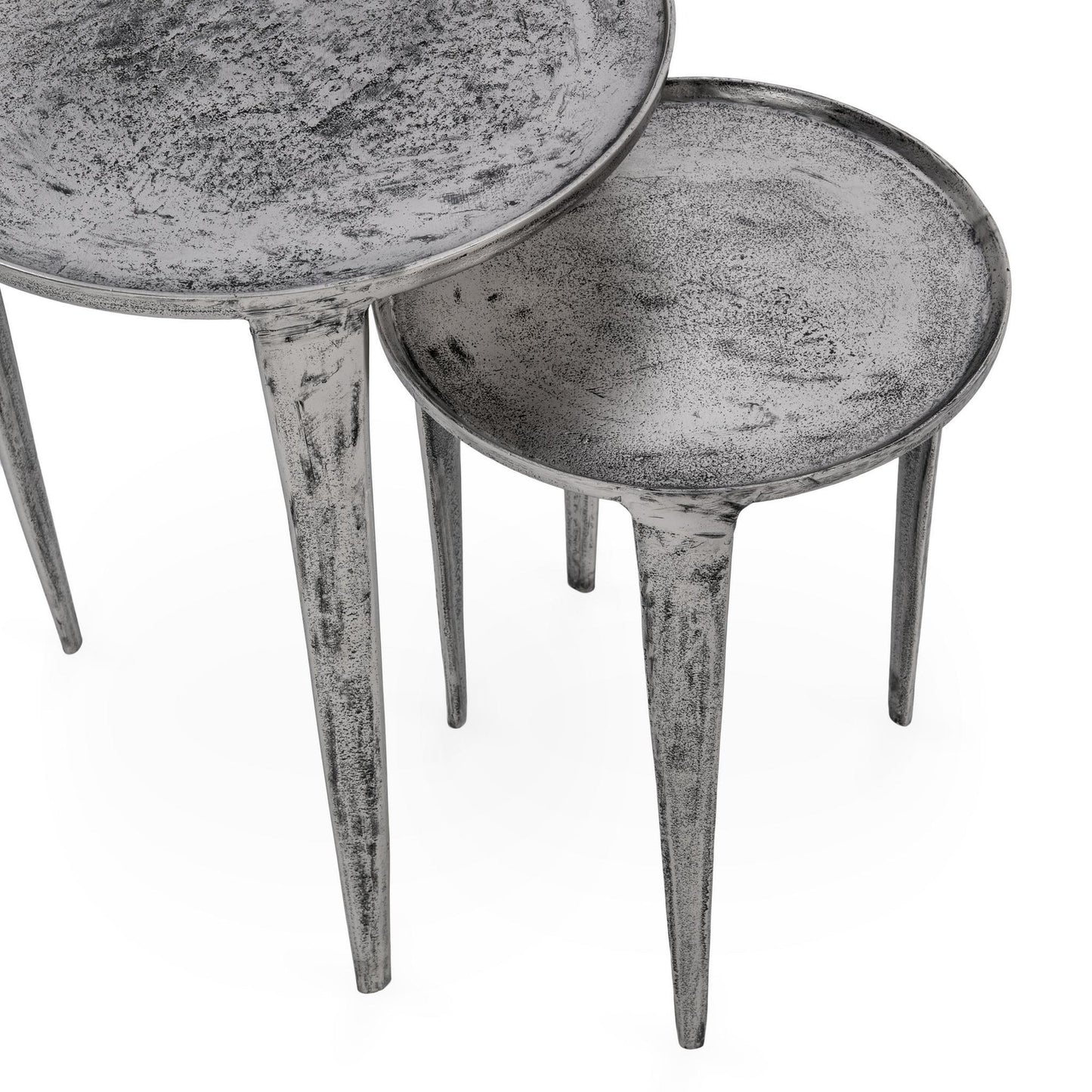 Antique Nickel Cast Aluminum Accent & End Table Elinor Nesting Accent Tables , Set of 2 Collection