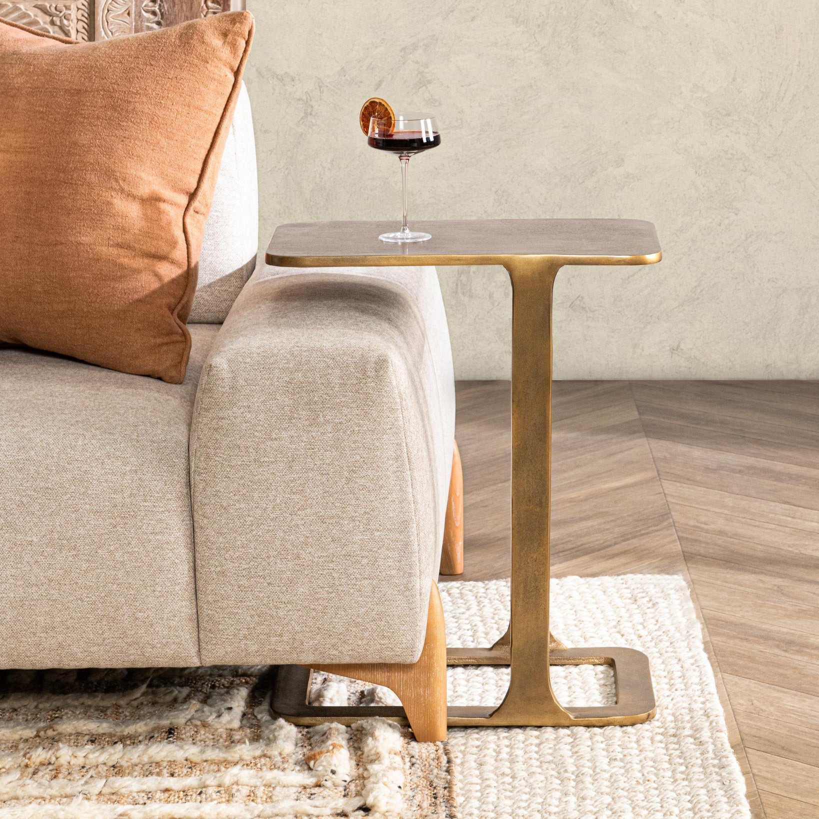 Antique Brass Cast Aluminum Accent & End Table Geanna Accent Table Collection