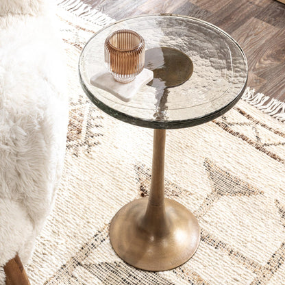 Brass Cast Glass Accent & End Table Fabiana Accent Table Collection