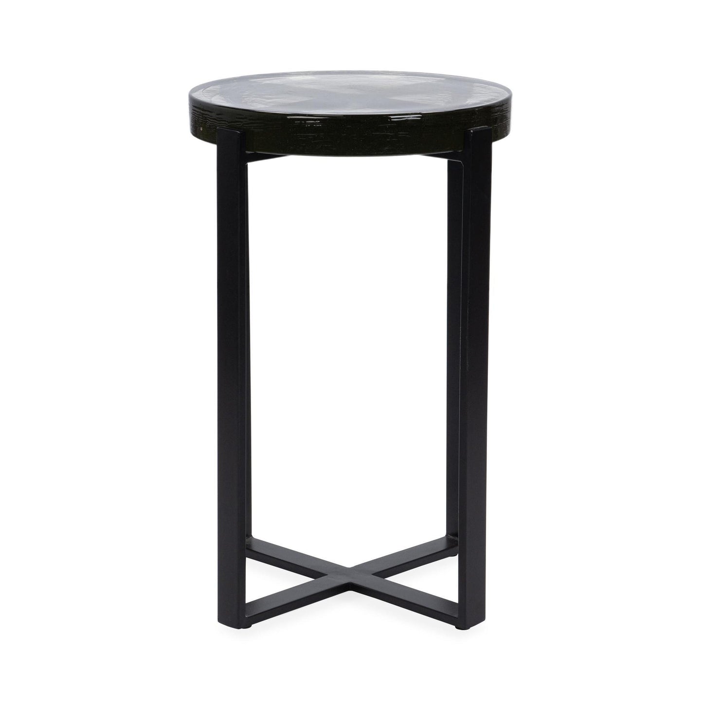 Black Cast Glass Accent & End Table Gallie Accent Table Collection