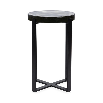 Black Cast Glass Accent & End Table Gallie Accent Table Collection