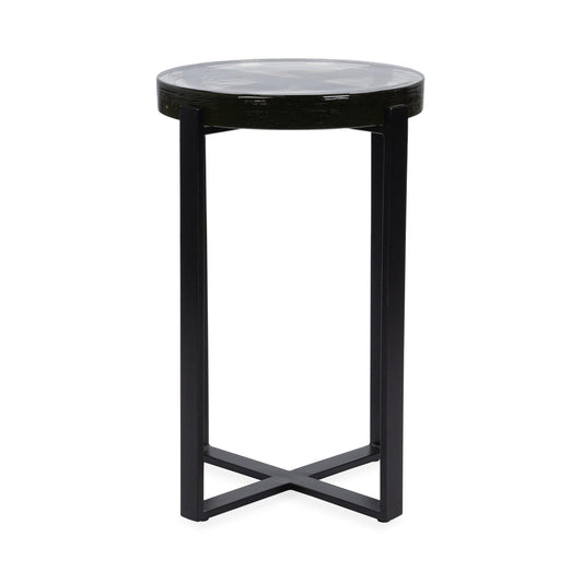 Black Cast Glass Accent & End Table Gallie Accent Table Collection