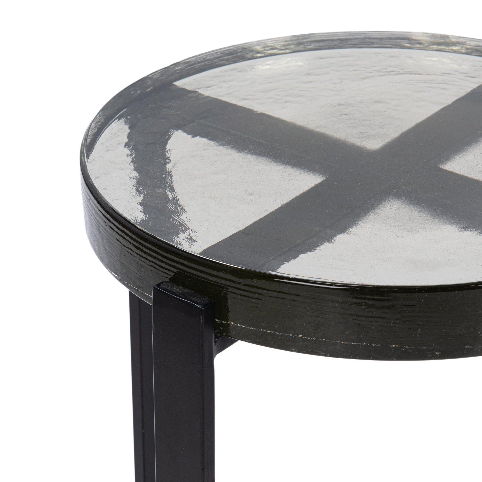 Black Cast Glass Accent & End Table Gallie Accent Table Collection