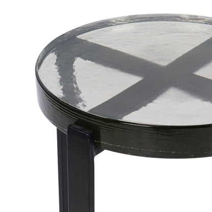 Black Cast Glass Accent & End Table Gallie Accent Table Collection