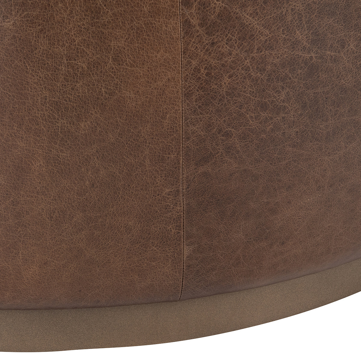 Dark Brown Top Grain Leather Ottomans & Stool Clair Round Ottoman Collection