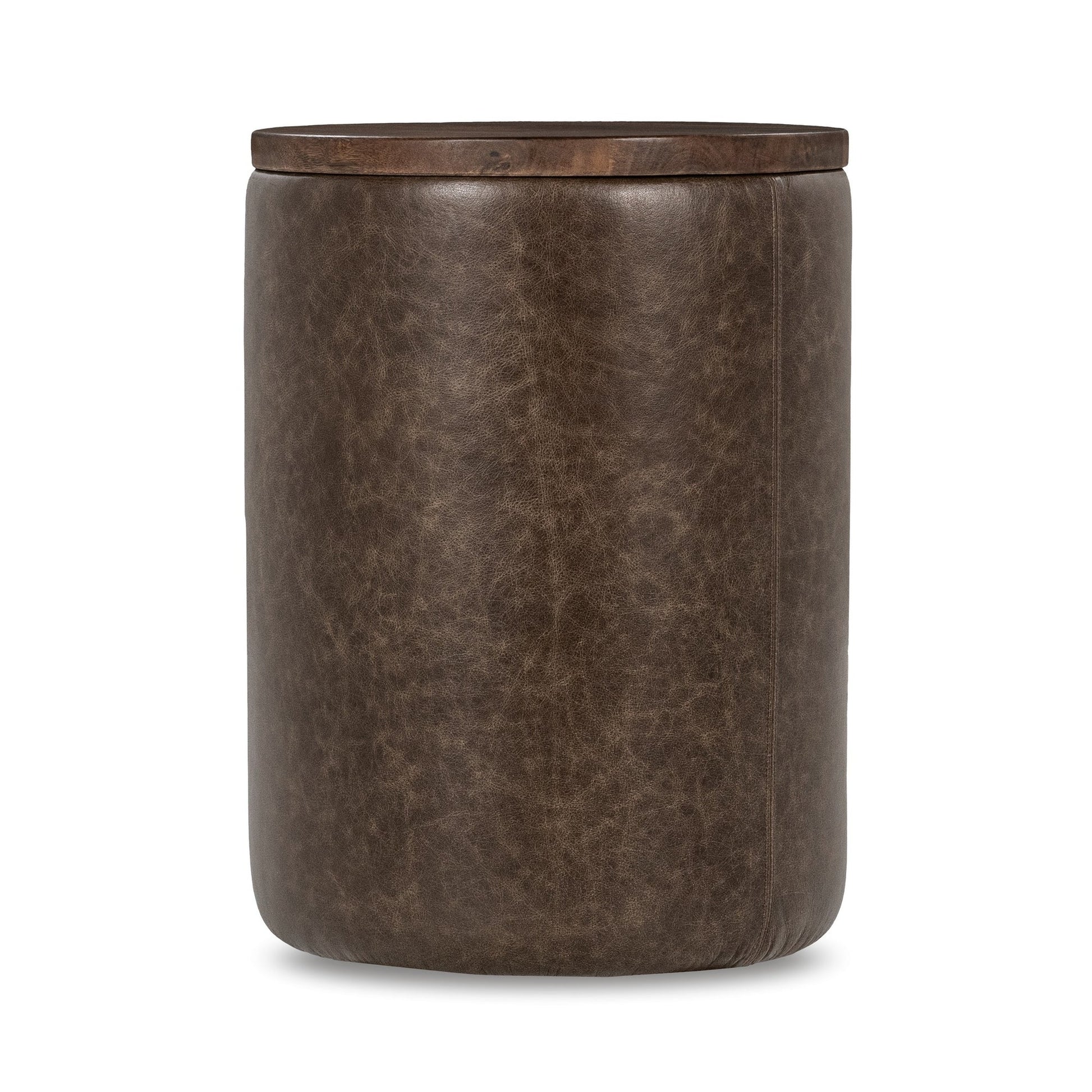 Cocoa Brown Top Grain Leather Accent & End Table Andra Accent Table Collection