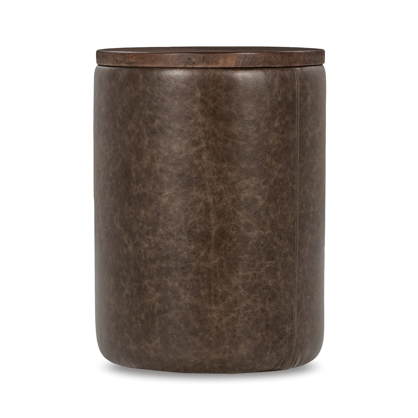 Cocoa Brown Top Grain Leather Accent & End Table Andra Accent Table Collection