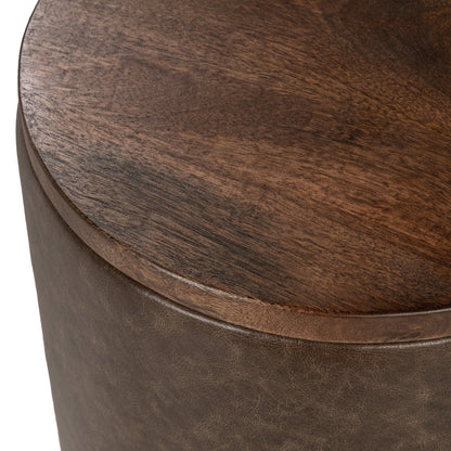 Cocoa Brown Top Grain Leather Accent & End Table Andra Accent Table Collection