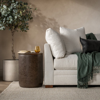 Cocoa Brown Top Grain Leather Accent & End Table Andra Accent Table Collection