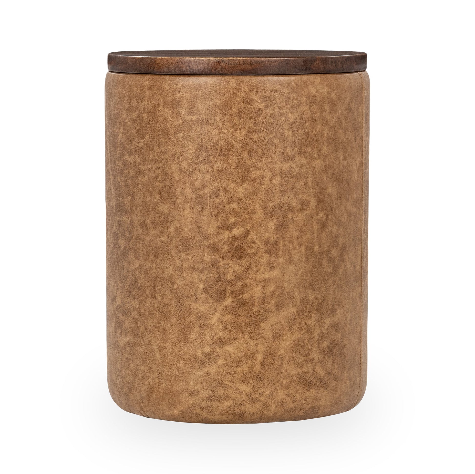Sedona Brown Top Grain Leather Accent & End Table Andra Accent Table Collection