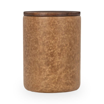 Sedona Brown Top Grain Leather Accent & End Table Andra Accent Table Collection