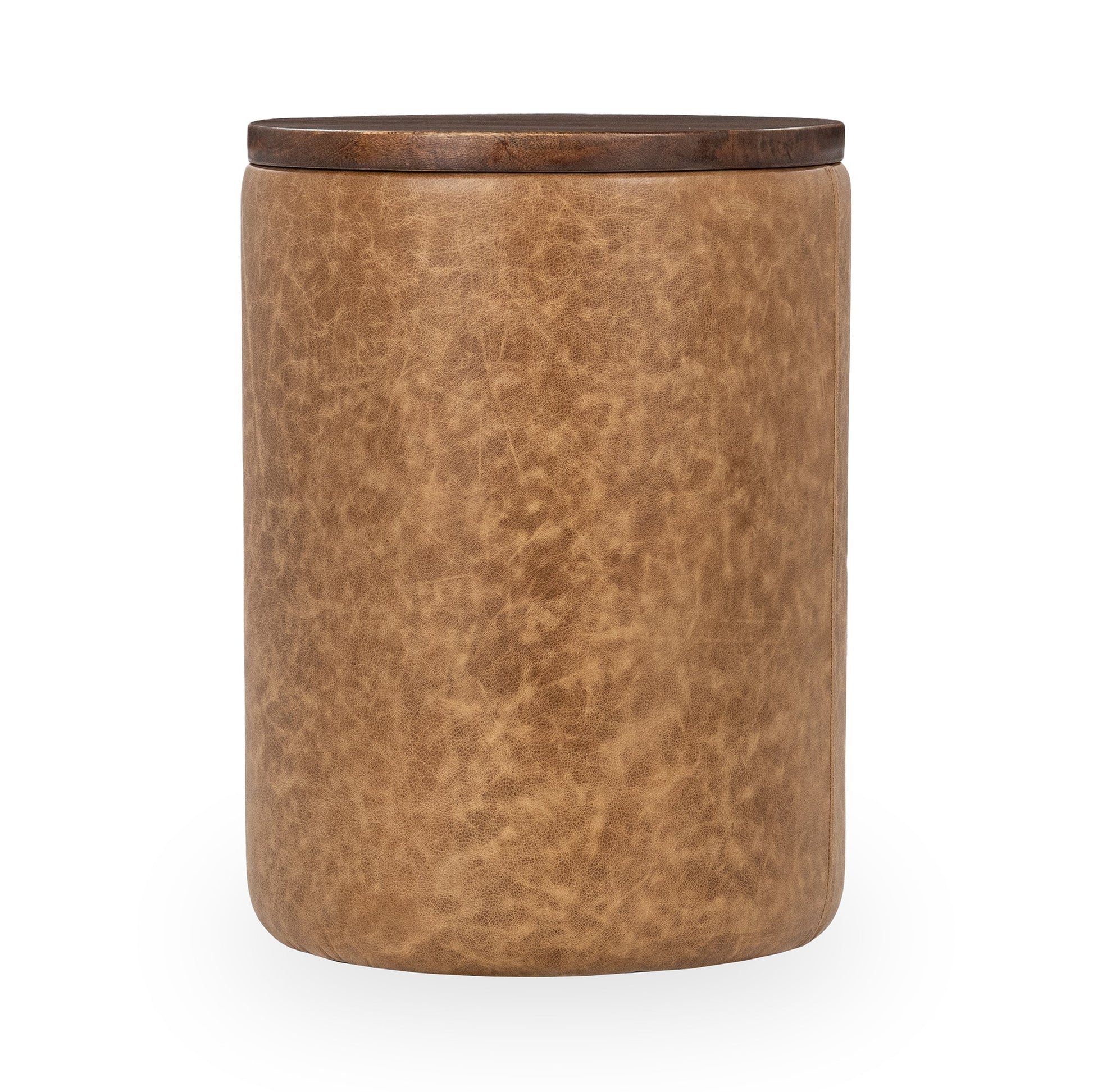 Sedona Brown Top Grain Leather Accent & End Table Andra Accent Table Collection