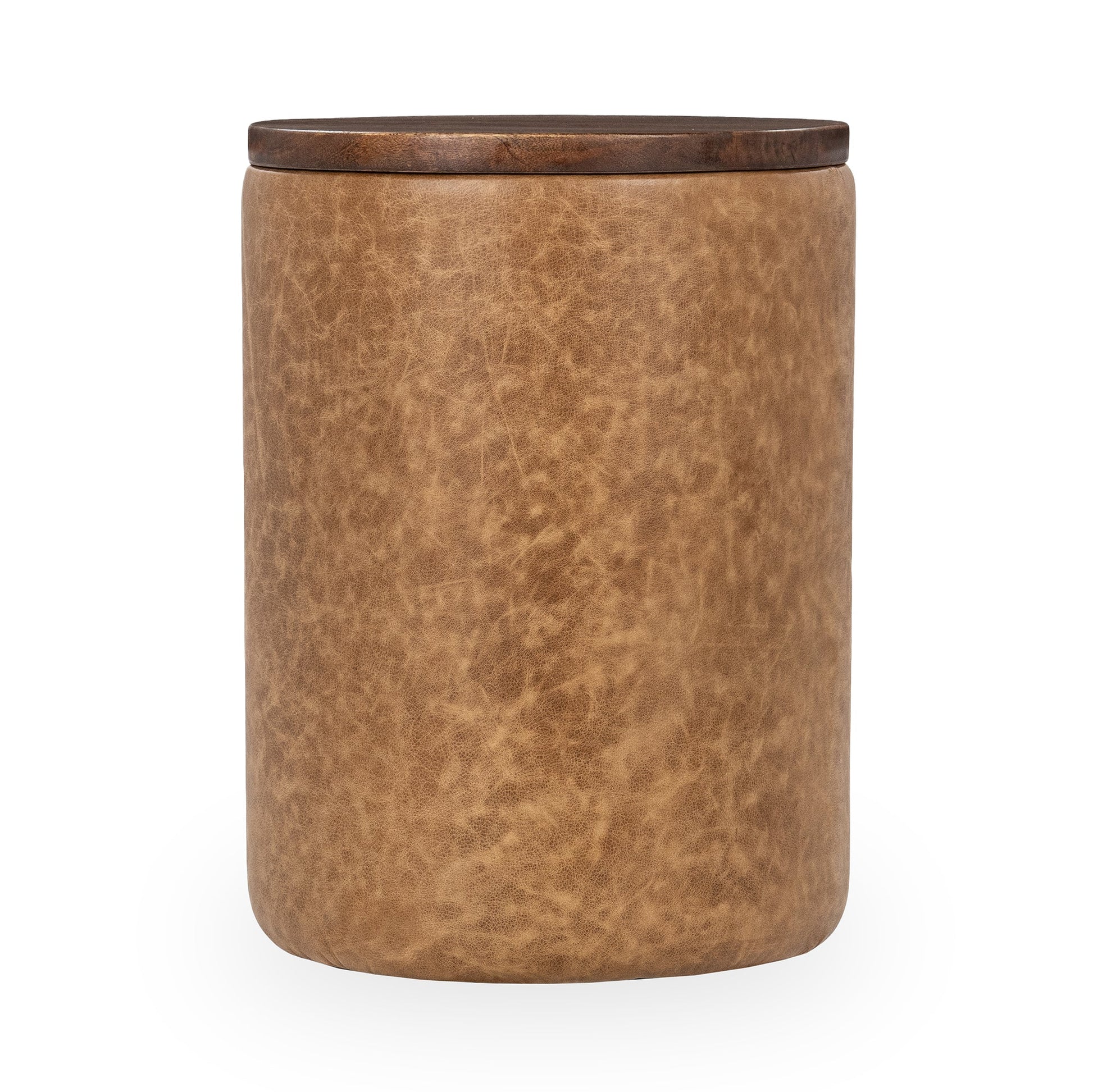 Sedona Brown Top Grain Leather Accent & End Table Andra Accent Table Collection