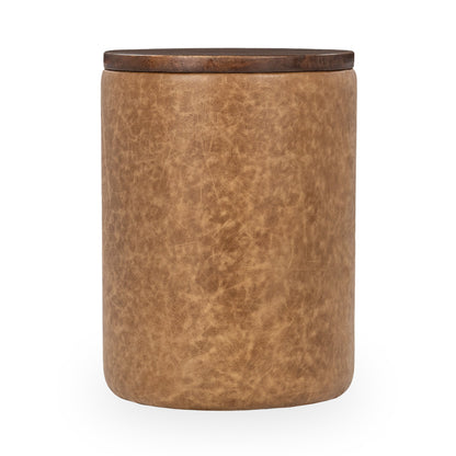 Sedona Brown Top Grain Leather Accent & End Table Andra Accent Table Collection