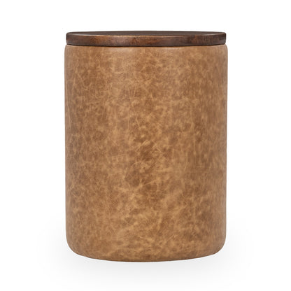 Sedona Brown Top Grain Leather Accent & End Table Andra Accent Table Collection