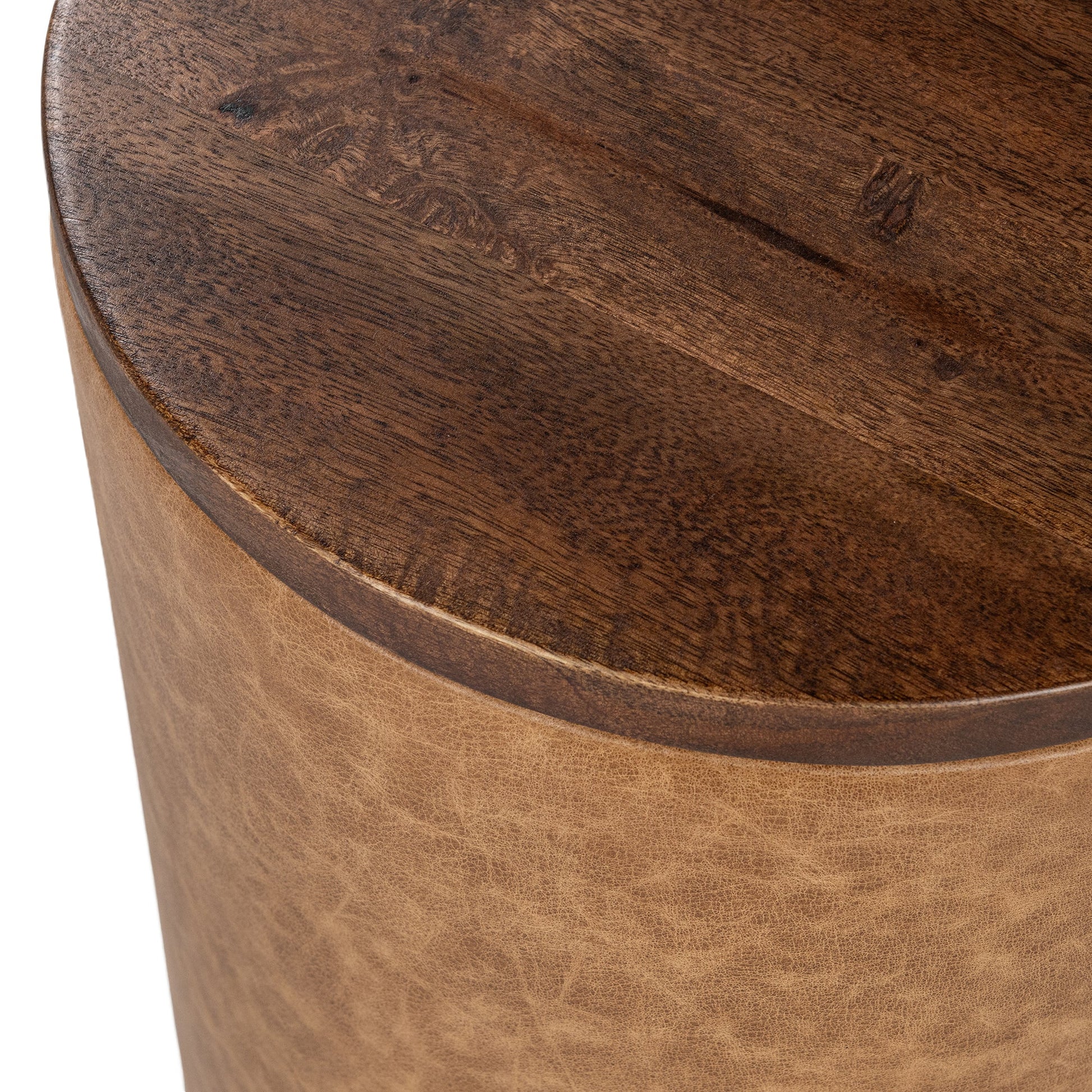 Sedona Brown Top Grain Leather Accent & End Table Andra Accent Table Collection