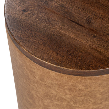 Sedona Brown Top Grain Leather Accent & End Table Andra Accent Table Collection