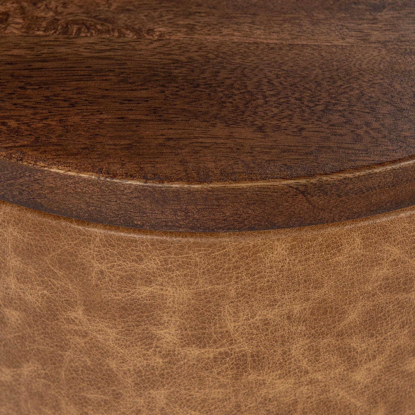Sedona Brown Top Grain Leather Accent & End Table Andra Accent Table Collection