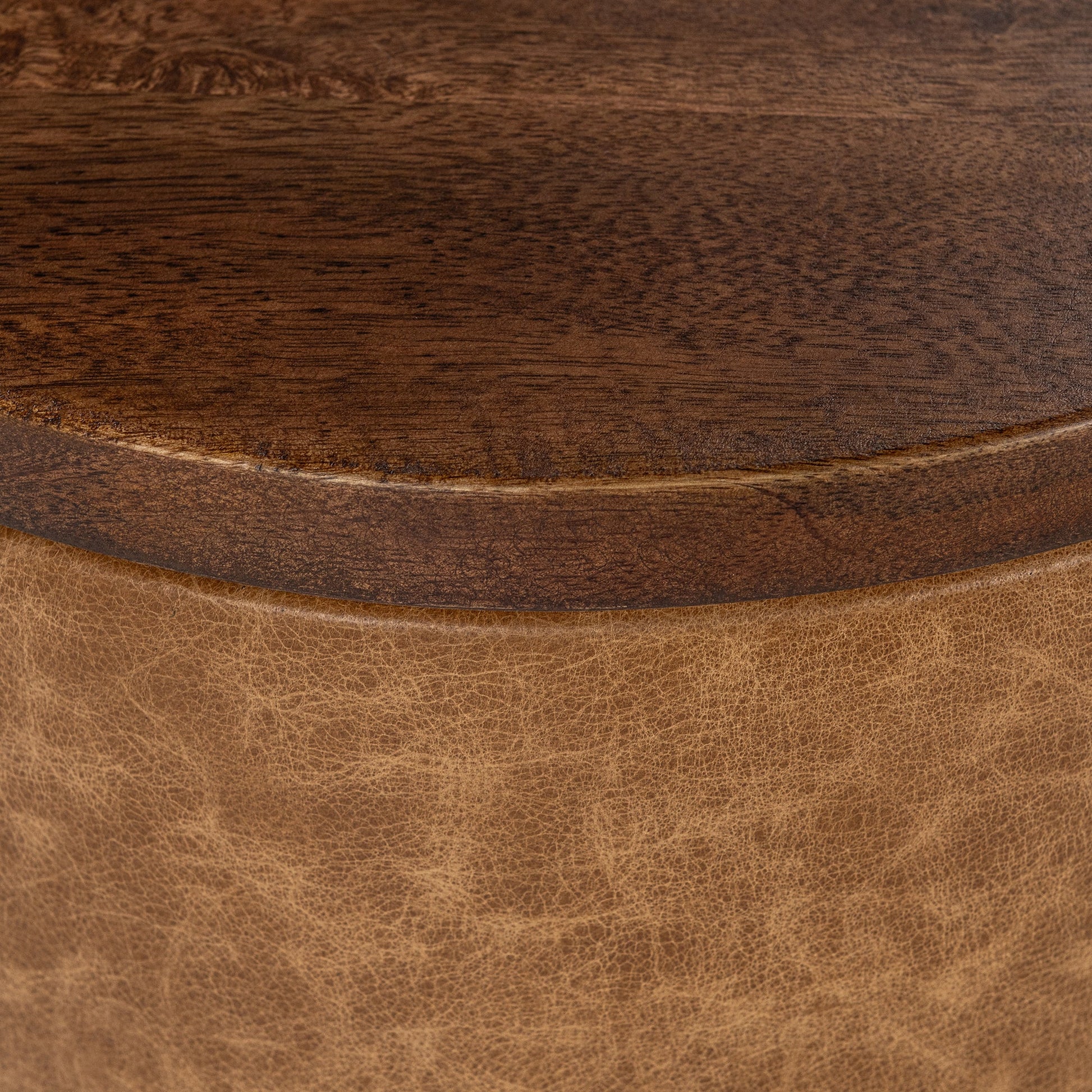 Sedona Brown Top Grain Leather Accent & End Table Andra Accent Table Collection