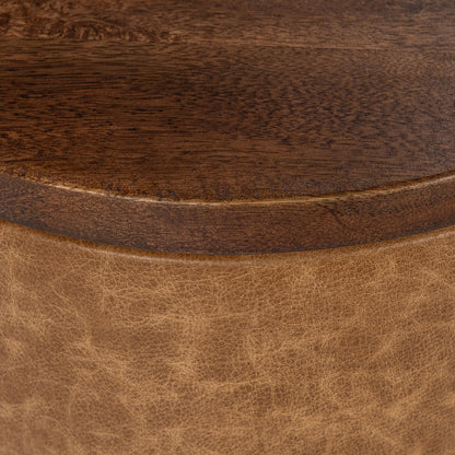 Sedona Brown Top Grain Leather Accent & End Table Andra Accent Table Collection