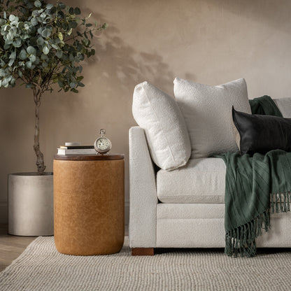 Sedona Brown Top Grain Leather Accent & End Table Andra Accent Table Collection