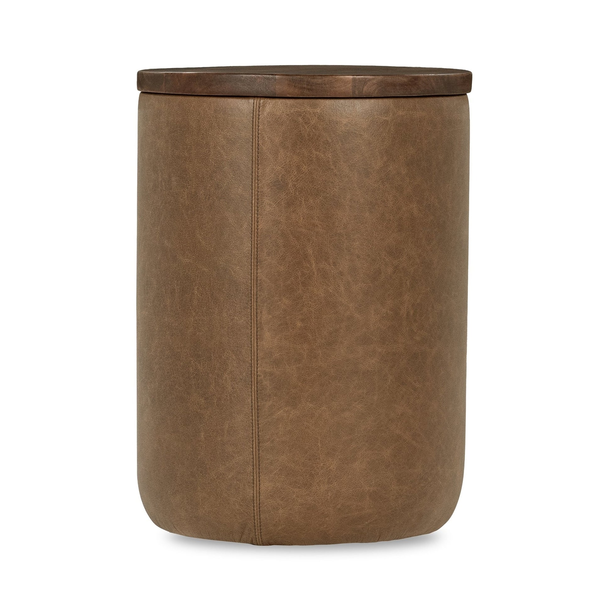 Tan Top Grain Leather Accent & End Table Andra Accent Table Collection