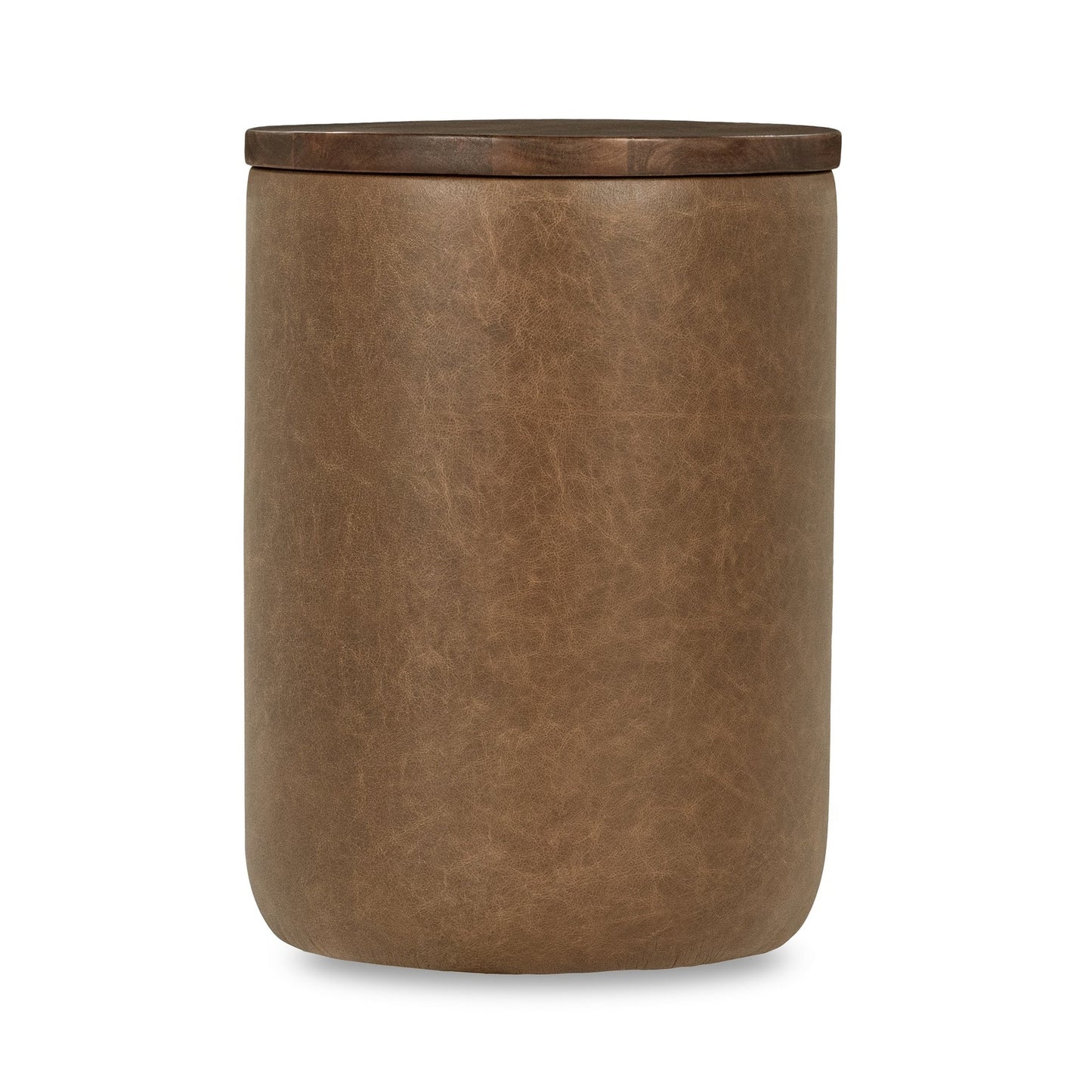 Tan Top Grain Leather Accent & End Table Andra Accent Table Collection