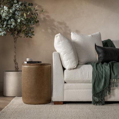 Tan Top Grain Leather Accent & End Table Andra Accent Table Collection