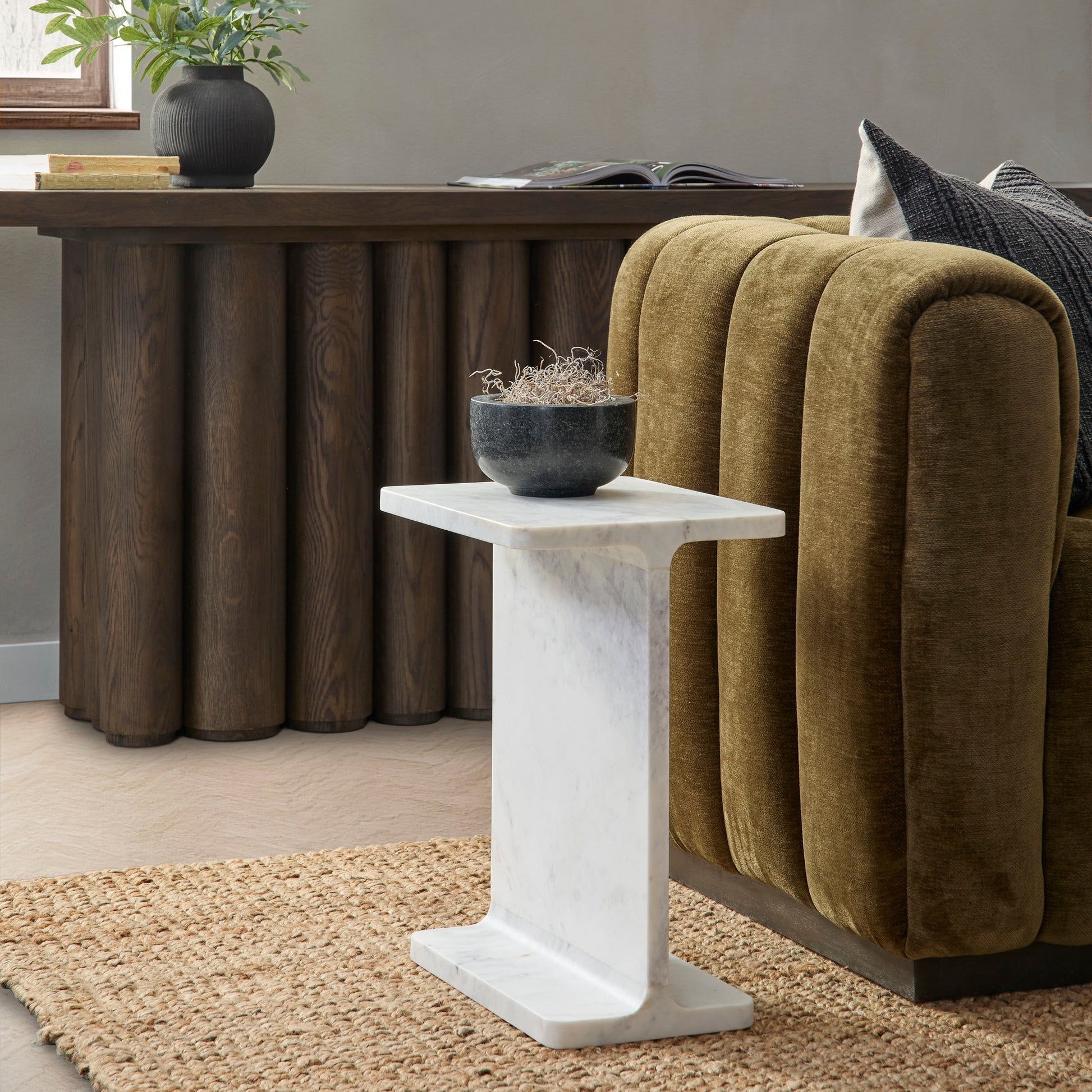 Frosty White Marble Accent & End Table Delaney Accent Table Collection
