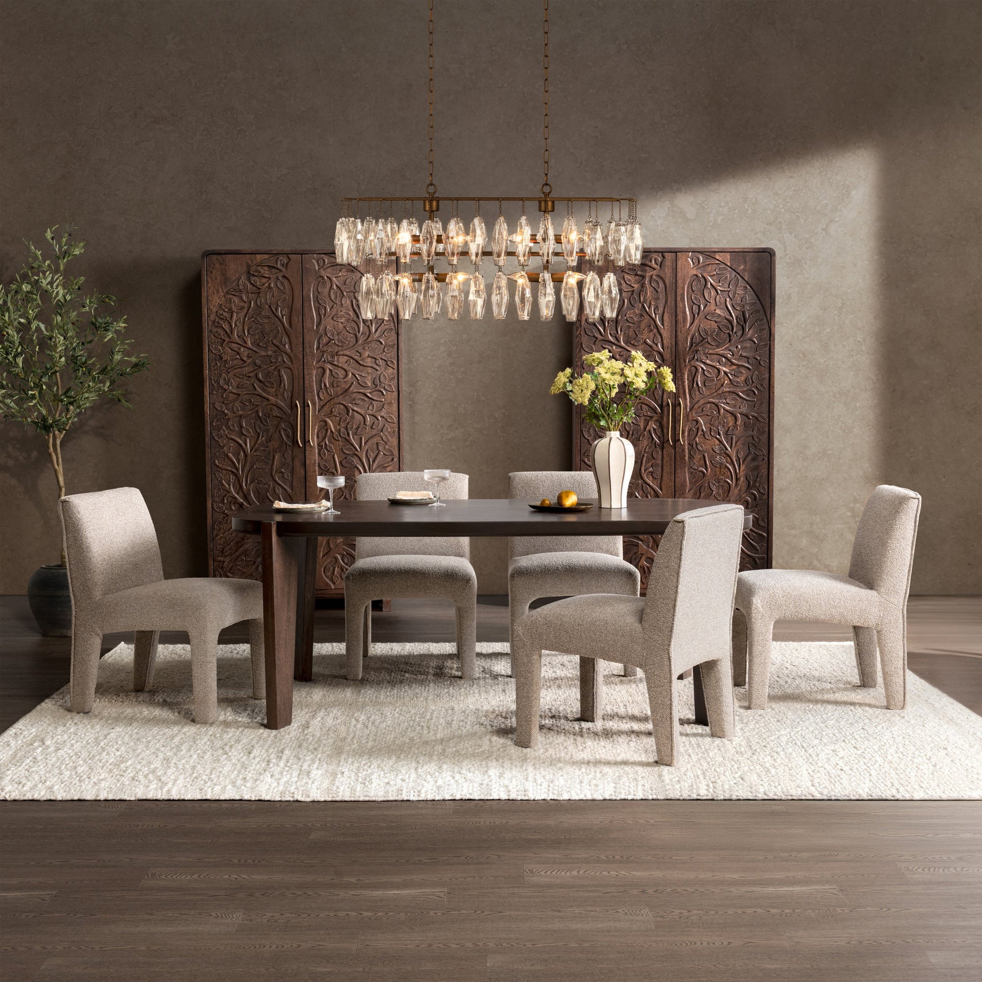 Bark Brown Mango Wood Dining Table Albero Dining Table Collection
