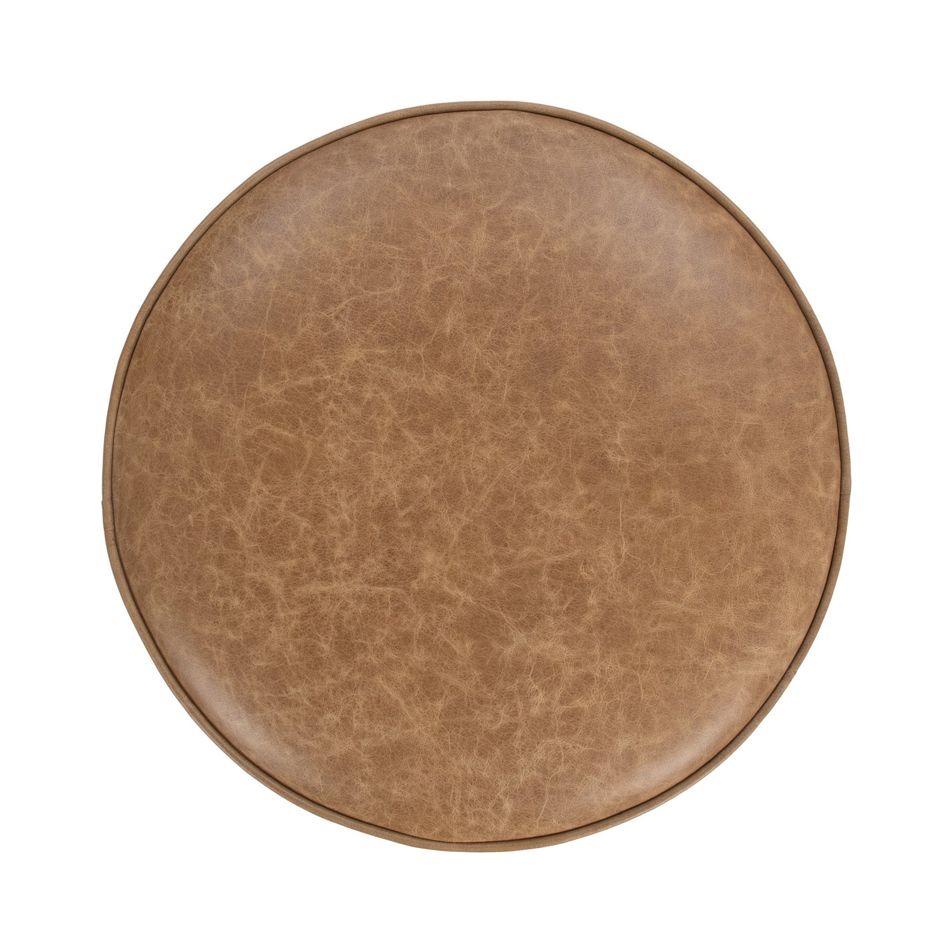Sedona Brown Top Grain Leather Ottomans & Stool Clair Round Ottoman Collection