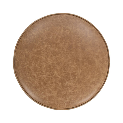 Sedona Brown Top Grain Leather Ottomans & Stool Clair Round Ottoman Collection