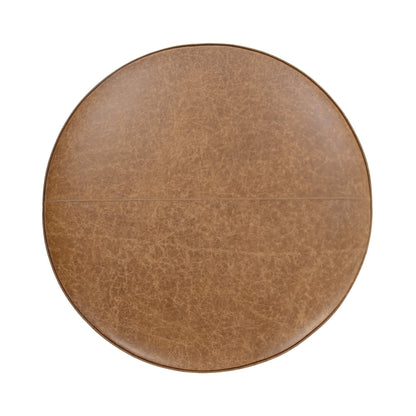 Sedona Brown Top Grain Leather Ottomans & Stool Clair Round Ottoman Collection