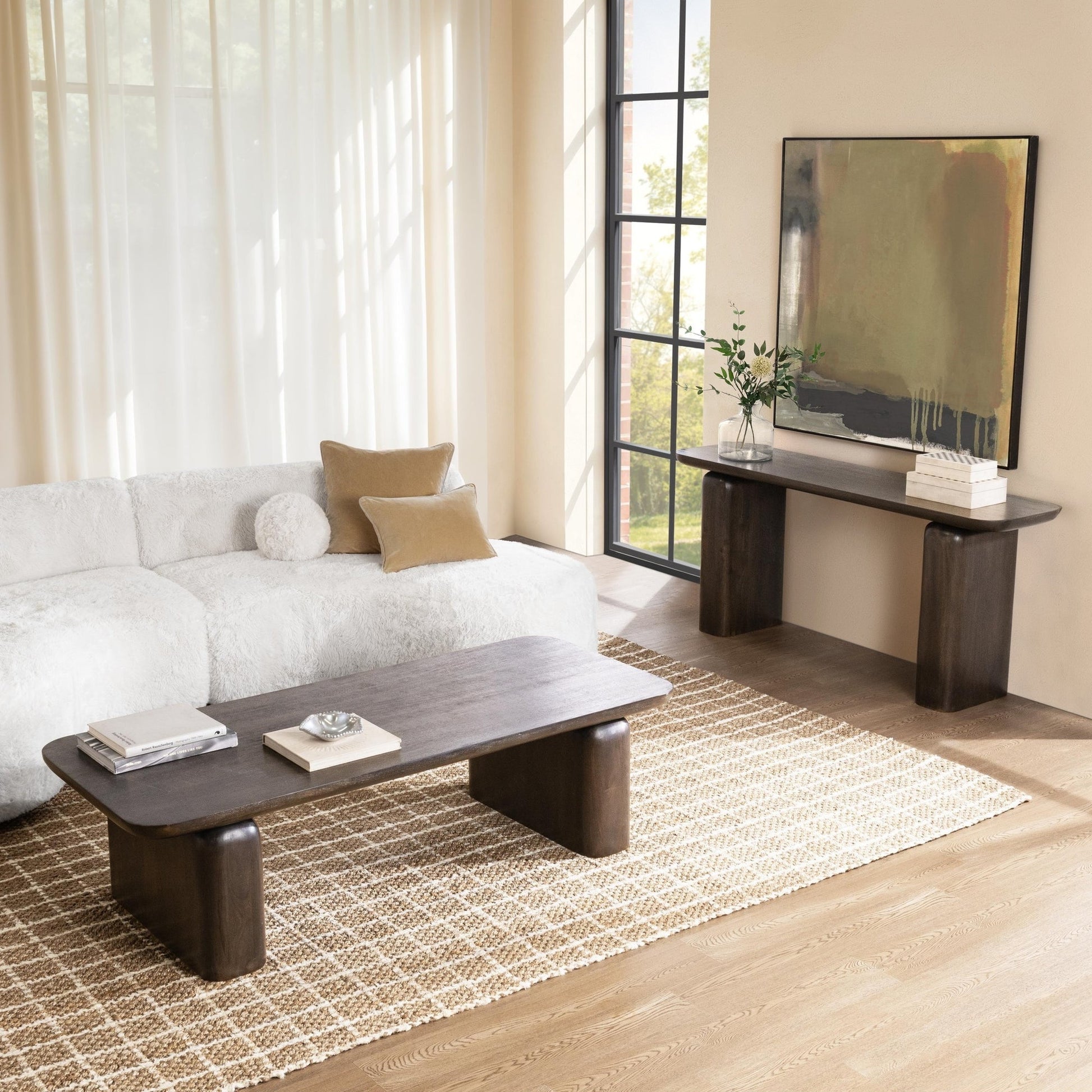 Truffle Roast Mango Wood Console Table Milan Console Table Collection