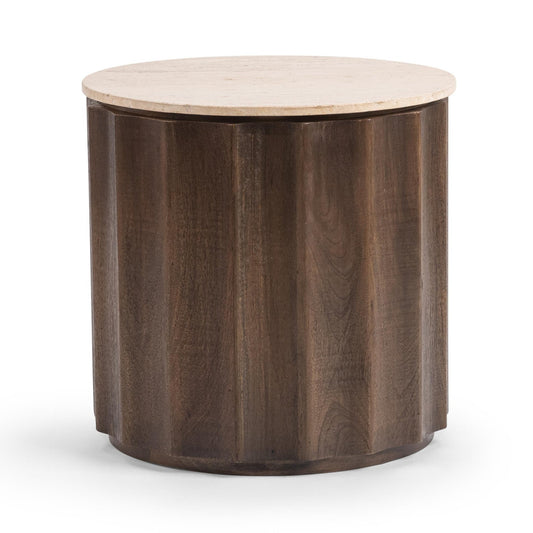 Cocoa Brown Travertine Accent & End Table Baylee End Table Collection