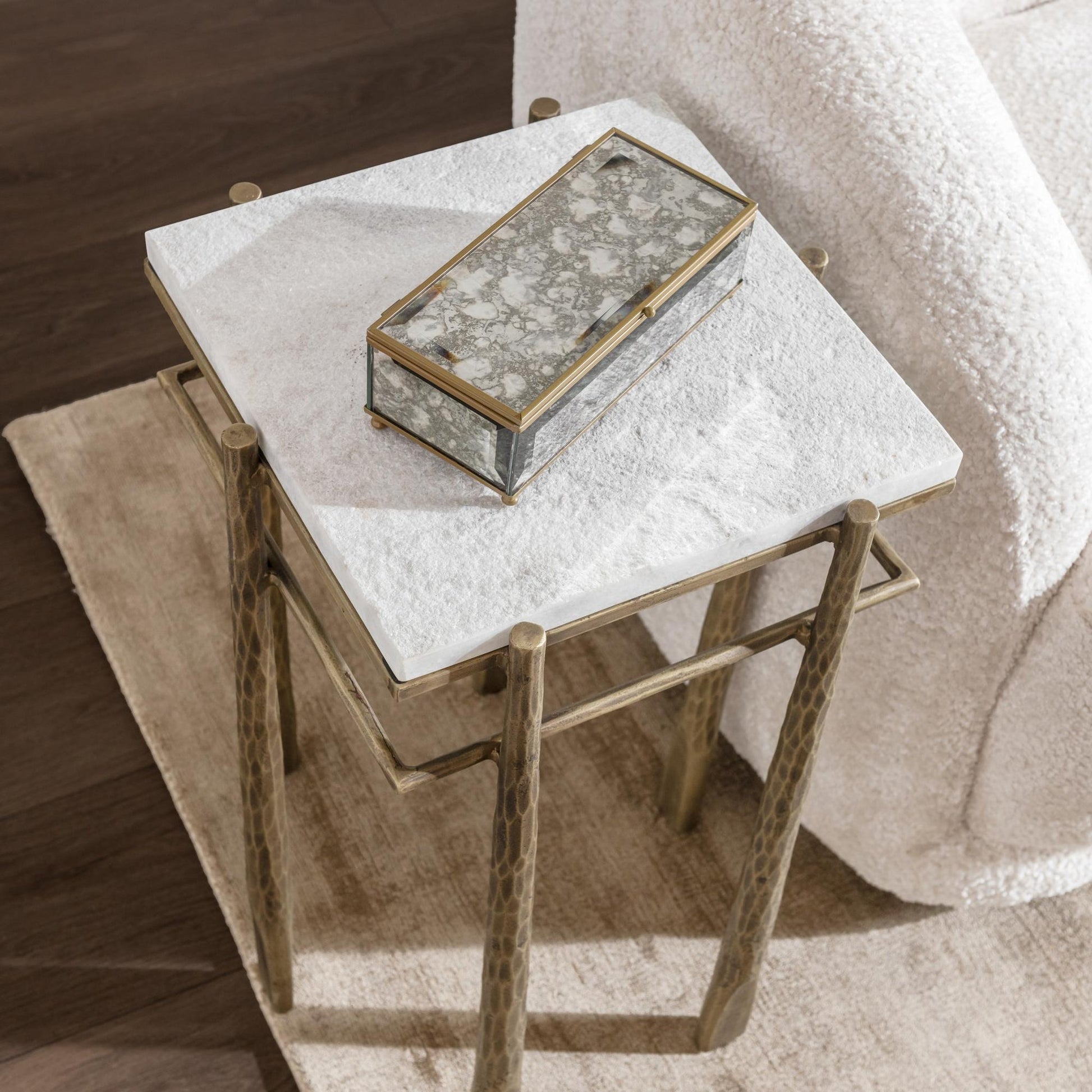 Moonstone White Marble Accent & End Table Jasmine End Table Collection
