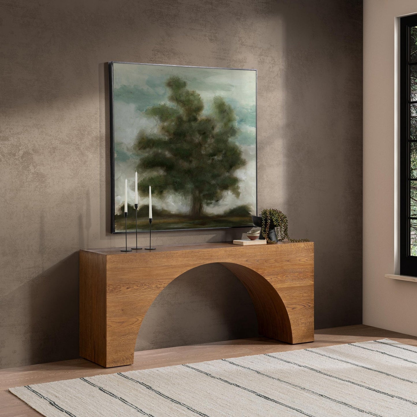 Canyon Dusk Oak Veneer Console Table Hellen Console Table Collection