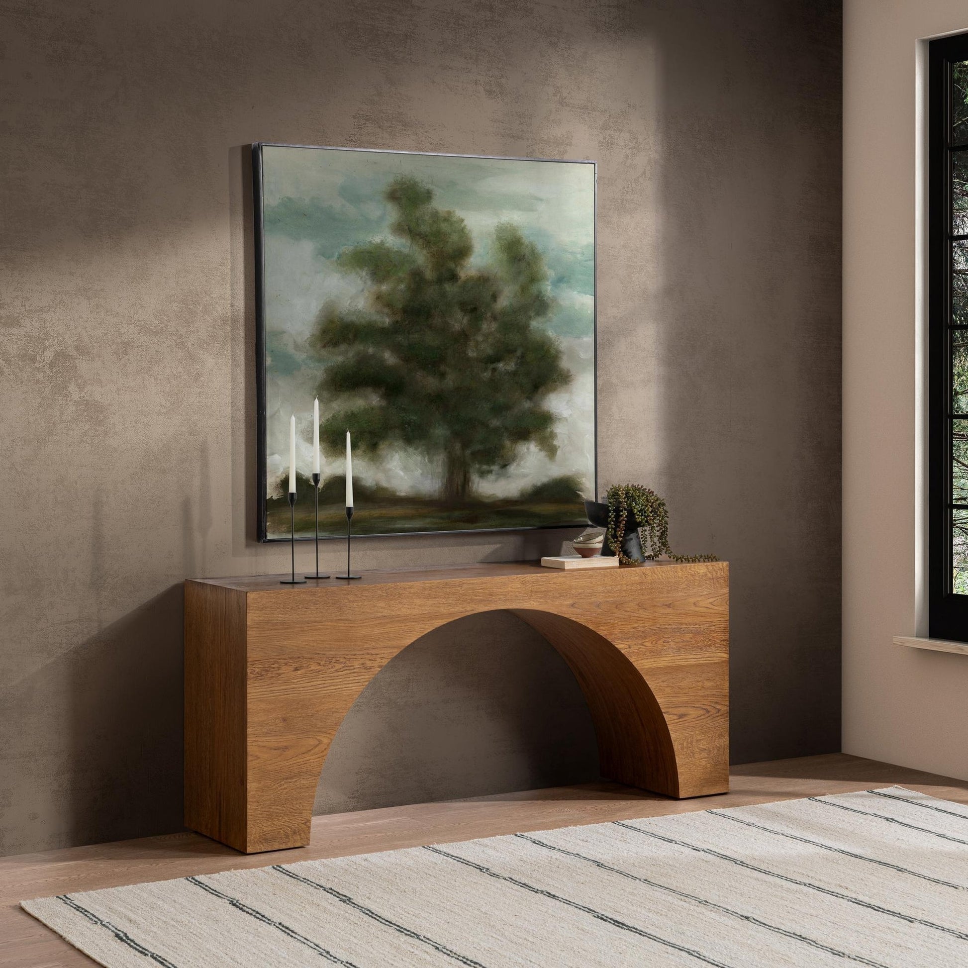 Canyon Dusk Oak Veneer Console Table Hellen Console Table Collection