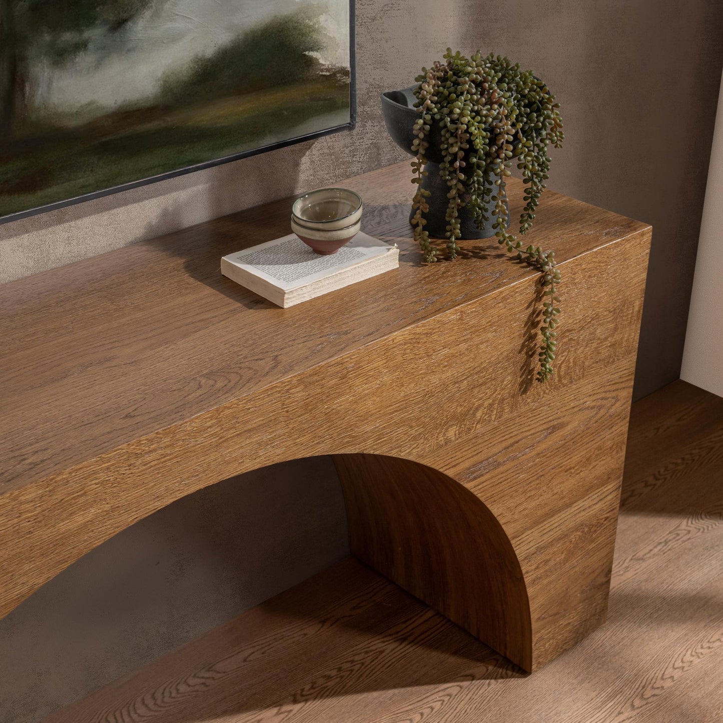 Canyon Dusk Oak Veneer Console Table Hellen Console Table Collection