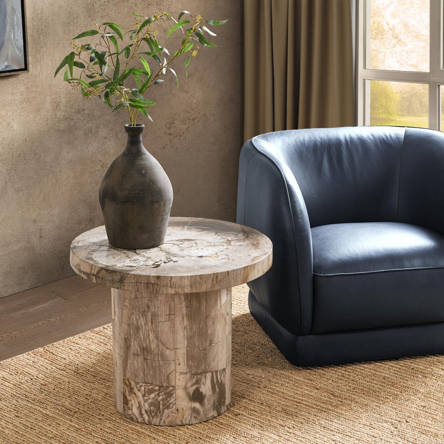 Sepia Vein Petrified Wood Accent & End Table Janelle Accent Table Collection