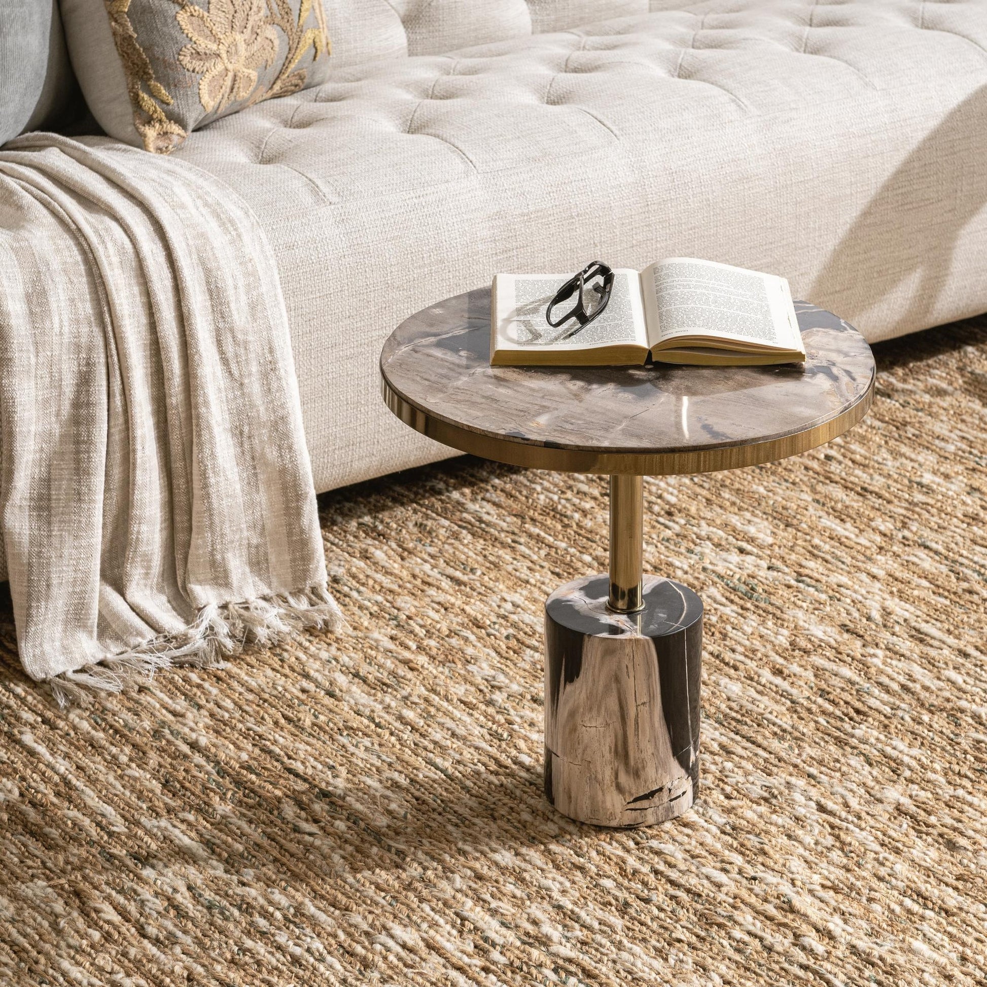 Molten Husk Petrified Wood Accent & End Table Jordyn Accent Table Collection