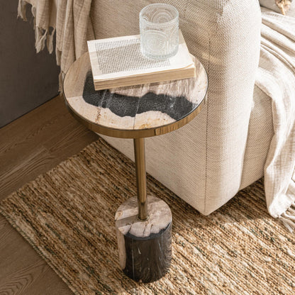 Molten Husk Petrified Wood Accent & End Table Jordyn Accent Table Collection