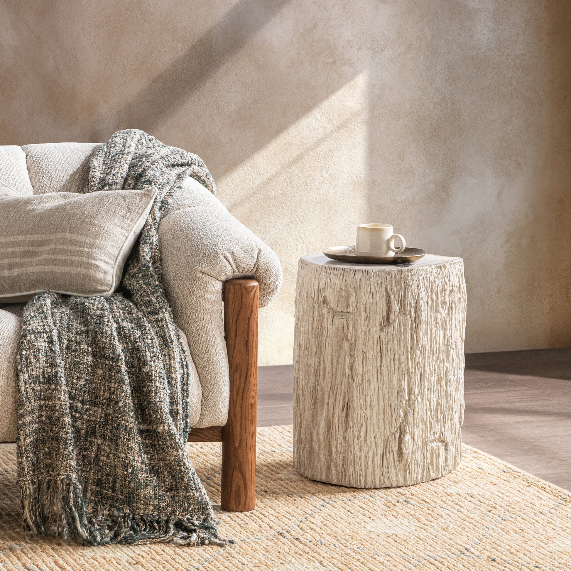 Coastal Birch Petrified Wood Accent & End Table Messi Table Collection