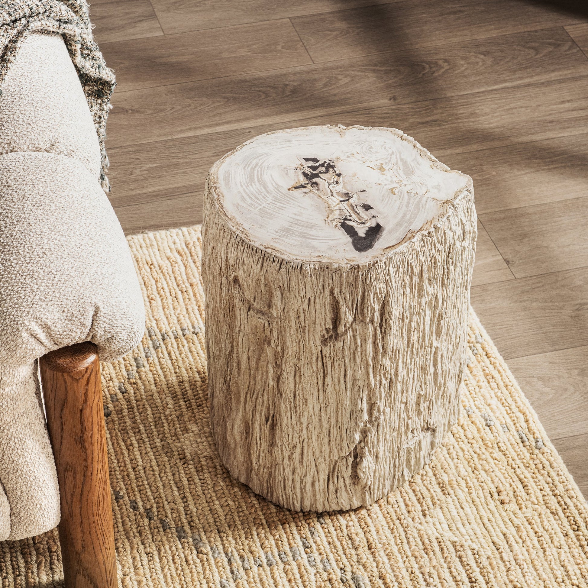 Coastal Birch Petrified Wood Accent & End Table Messi Table Collection