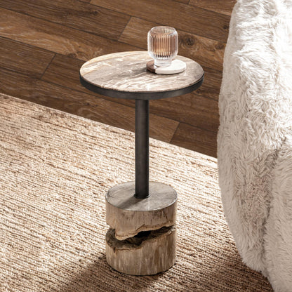 Natural Petrified Wood Accent & End Table Malta Accent Table Collection