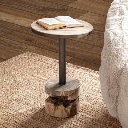 Natural Petrified Wood Accent & End Table Malta Accent Table Collection