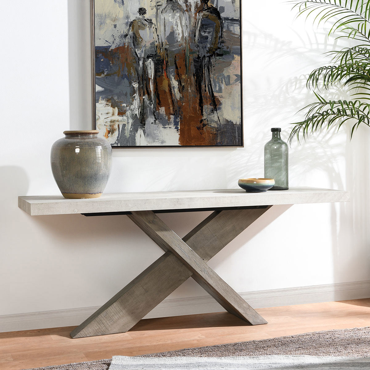 Antique White/Distressed Brown Laminate Console Table Durant Console Table Collection