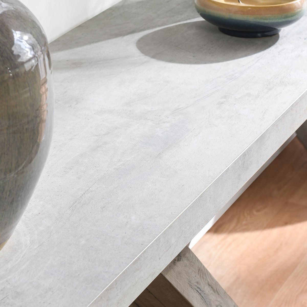 Antique White/Distressed Brown Laminate Console Table Durant Console Table Collection